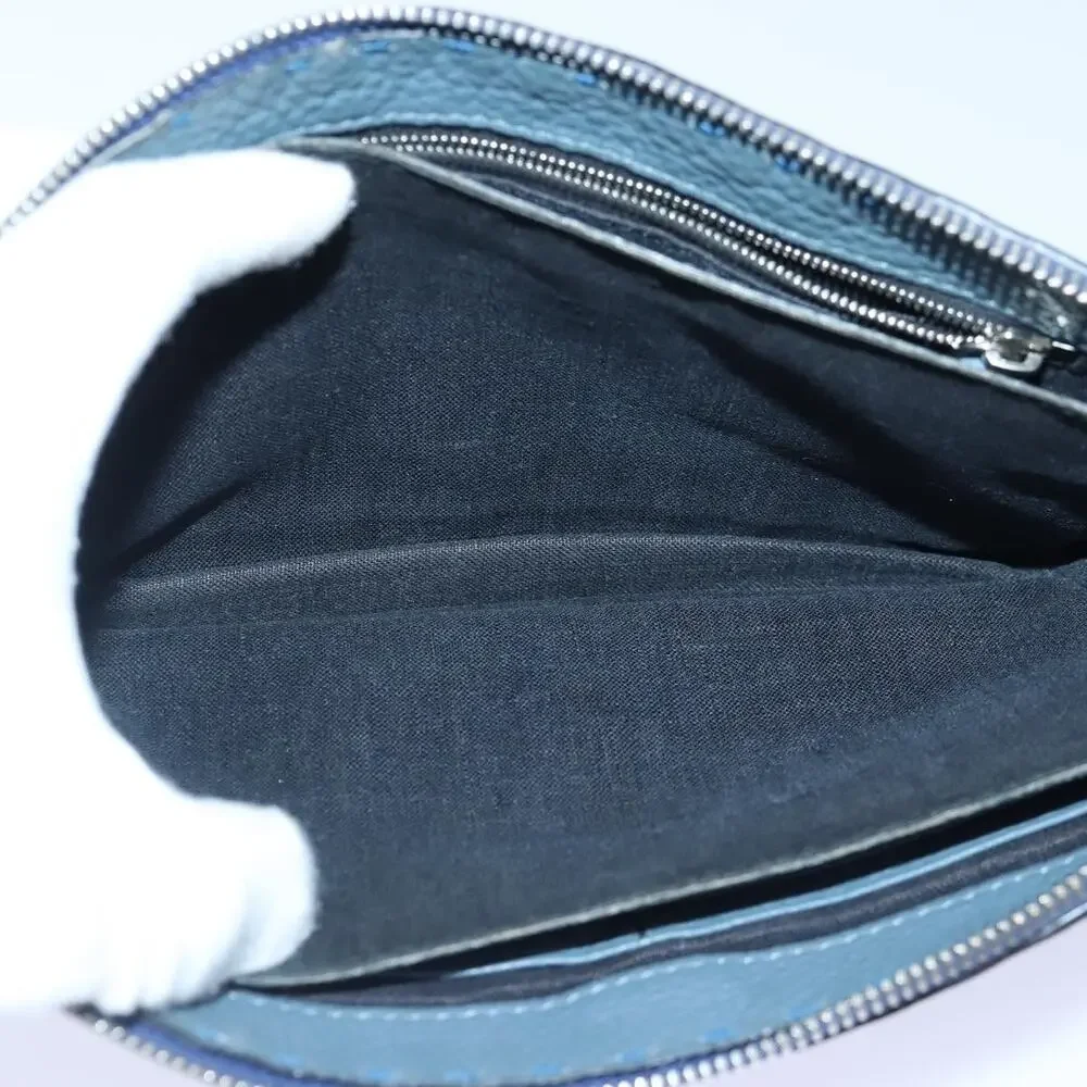 Fendi Leather Clutch Bag Blue